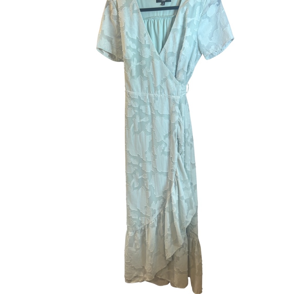Lulu's Light Blue Textured Wrap Maxi Dress